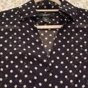 ladies button down polkadot dress shirt,